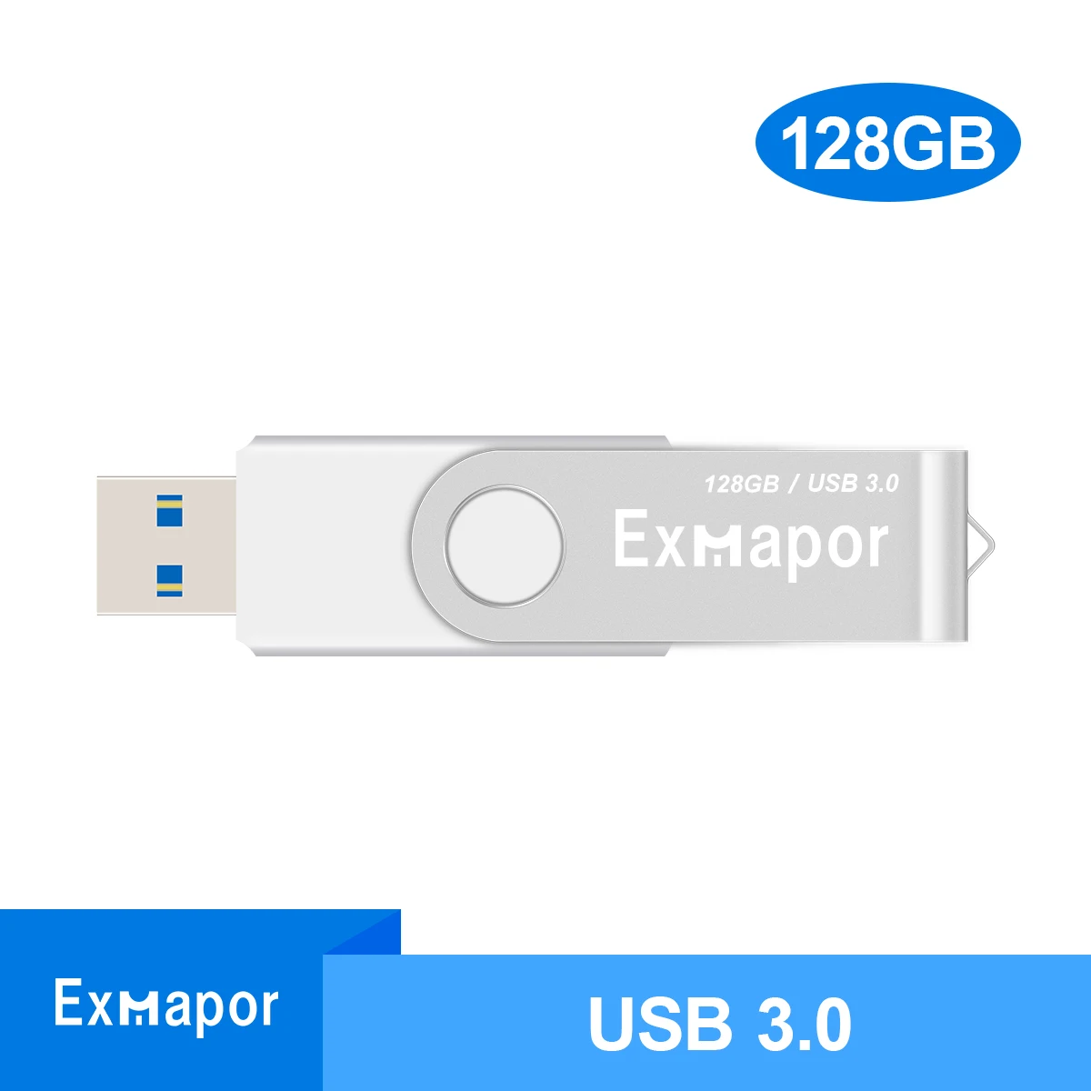 

Thumb Drives 128GB, Exmapor USB Flash Drive 3.0 128GB USB Stick Jump Drive, Speed up to 100MB/s, USB Drive with Rotated Design
