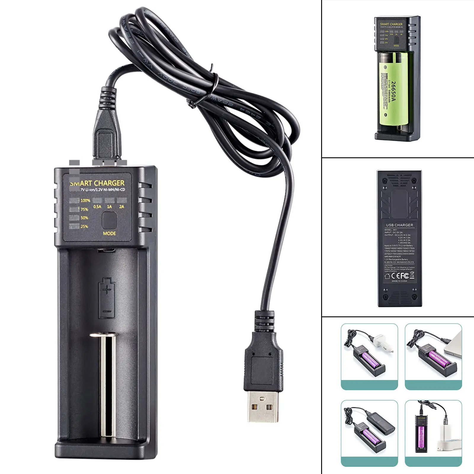 Универсальное зарядное устройство 18650, 3,6 В/3,7 в, литий-ионная батарея 16340/17500/17670, одно гнездо, 10400/14500/14650, интеллектуальная перезаряжаемая
Универсальное зарядное устройство 18650, 3,6 В/3,7 в, литий-ионная батарея 16340/17500/17670, одно гнездо, 10400/14500/14650, интеллектуальная перезаряжаемая