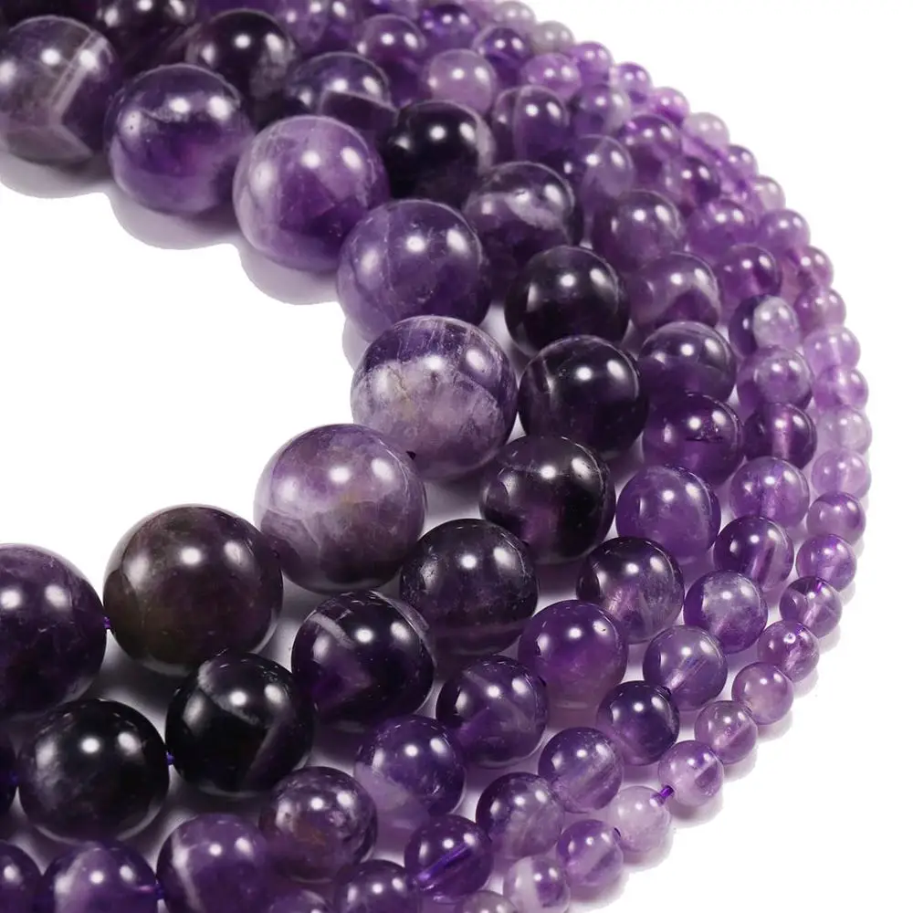 10 12 mm Natural Dream Purple Amethystes Crystal Stone Round Beads Loose Spacer Bead For Jewelry Making Bracelet Accessories 
10 12 mm Natural Dream Purple Amethystes Crystal Stone Round Beads Loose Spacer Bead For Jewelry Making Bracelet Accessories