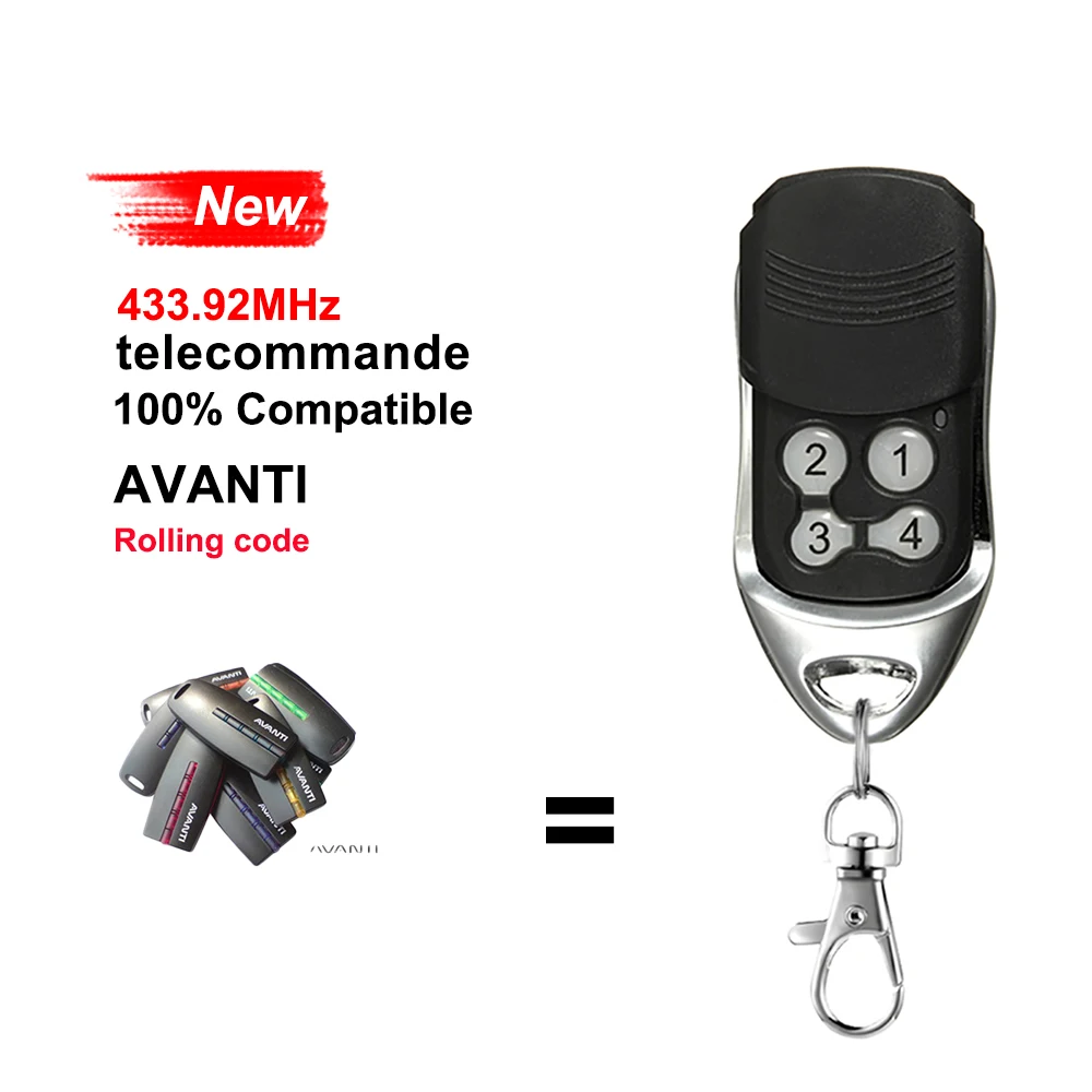 AVANTI Garage Control Transmitter 433.92MHz Garage Door Remote Barrier 433mhz Rolling Code Door Key Duplicator can Opener
AVANTI Garage Control Transmitter 433.92MHz Garage Door Remote Barrier 433mhz Rolling Code Door Key Duplicator can Opener