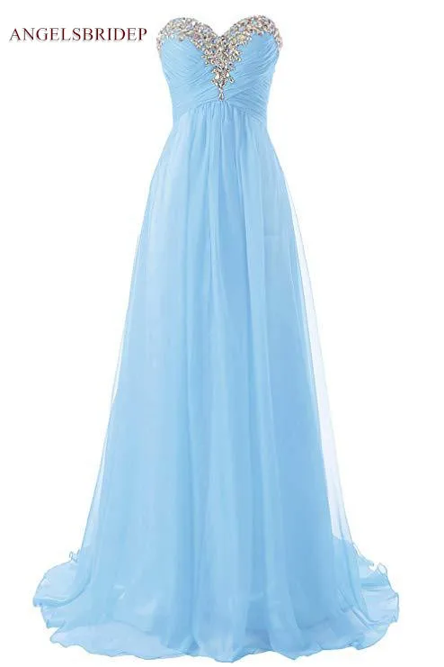 Сексуальная возлюбленная Длинная вечернее платье Longo Vestido De Festa шифоновое до пола