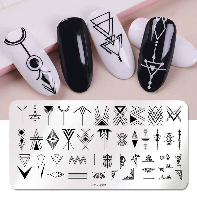 PICT YOU Rectangle Nail Stamping Plates Geometric Design Stainless Steel Nail Image Stamp Template Tools J003
PICT YOU Rectangle Nail Stamping Plates Geometric Design Stainless Steel Nail Image Stamp Template Tools J003