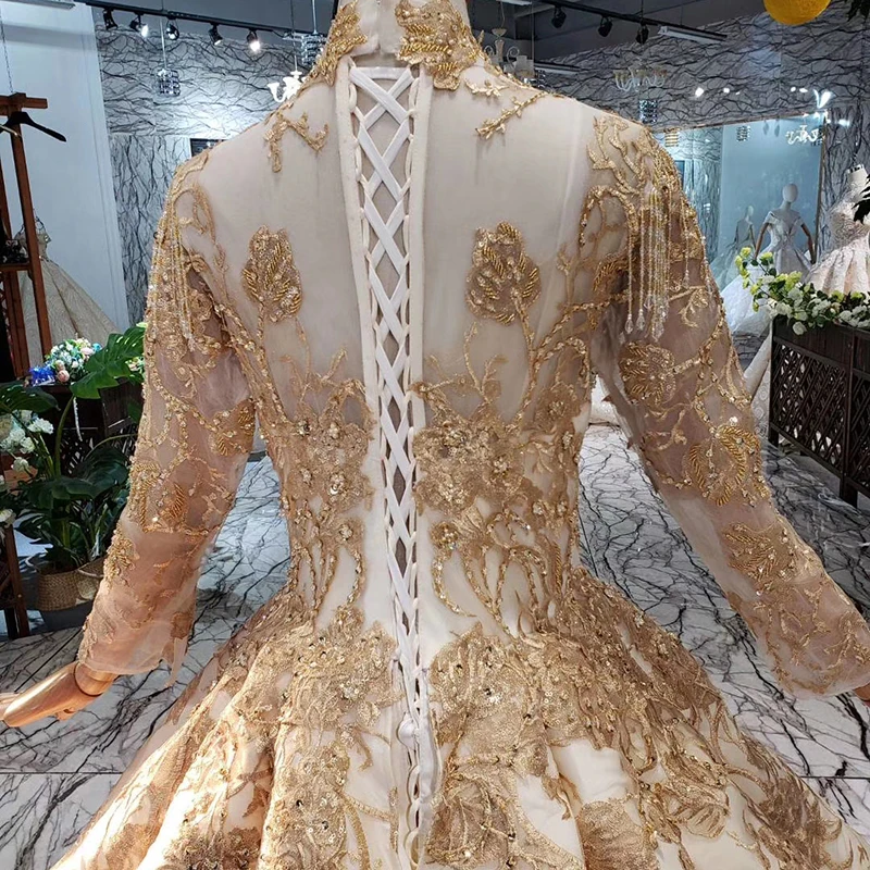 BGW 3428ht Golden Muslim Evening Dress Floor Length High-neck Full Sleeve Tassel Lace Up Back Party Dress 2020 Swollen Avondjurk 
BGW 3428ht Golden Muslim Evening Dress Floor Length High-neck Full Sleeve Tassel Lace Up Back Party Dress 2020 Swollen Avondjurk