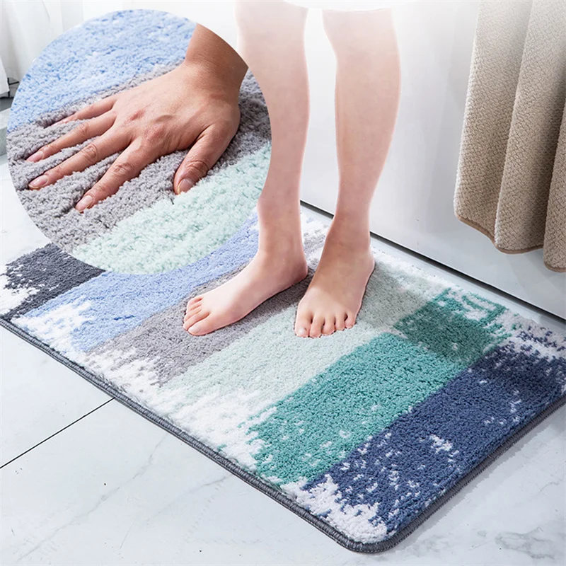 

Flocking Bath Mat Cute Anti Slip Absorbent Bathroom Carpet Strong Water Absorption Floor Area Rugs For Shower Room 40x60cm