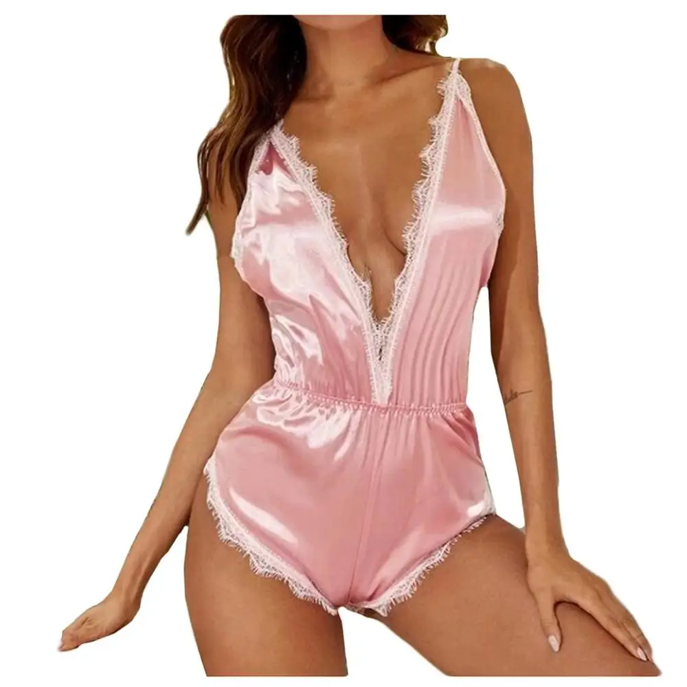 New Women Satin Sexy Eyelash Lace Trim Pajamas Silk Lingerie Sleepwear Hot Women Sexy Lace Sling Lingerie Nightwear *P 
New Women Satin Sexy Eyelash Lace Trim Pajamas Silk Lingerie Sleepwear Hot Women Sexy Lace Sling Lingerie Nightwear *P