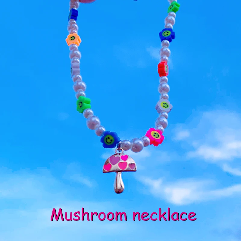 New INS Rainbow Flower Smiley Mushroom Necklace for Women Y2K Jewelry Charms Vintage Beads Pearl Necklace 90s Aesthetic Friends
New INS Rainbow Flower Smiley Mushroom Necklace for Women Y2K Jewelry Charms Vintage Beads Pearl Necklace 90s Aesthetic Friends