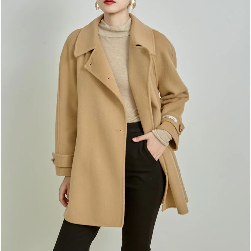 Double sided cashmere coat women's middle and long 2021 new high-end wool camel autumn and winter small man wool coat
Double sided cashmere coat women's middle and long 2021 new high-end wool camel autumn and winter small man wool coat