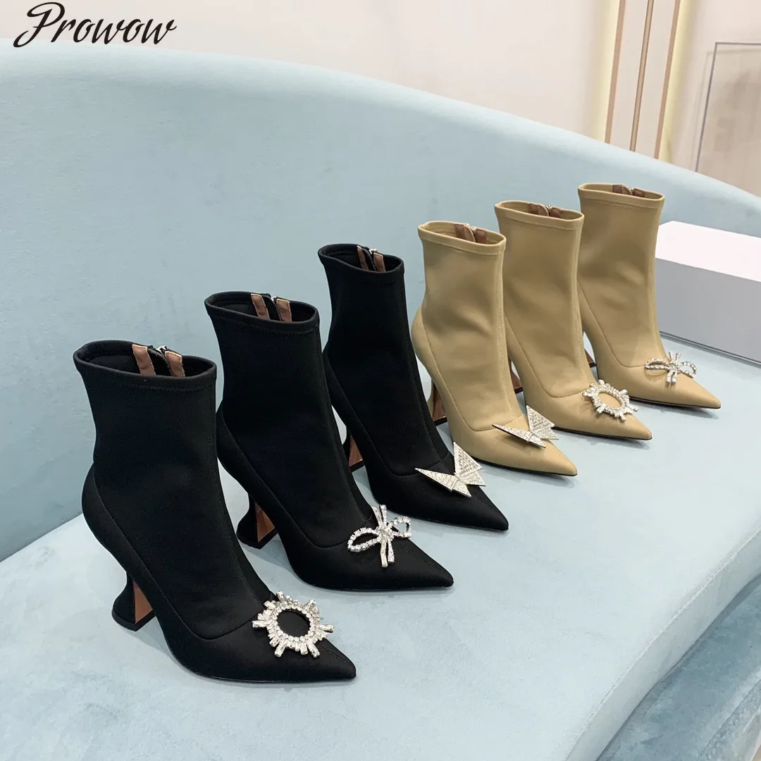 Prowow Sexy Pointed Toe Stretch Short Boots Women Autumn Satin Crystal Super High Heels Boots Bow-knot Shoes Size 35-42
Prowow Sexy Pointed Toe Stretch Short Boots Women Autumn Satin Crystal Super High Heels Boots Bow-knot Shoes Size 35-42