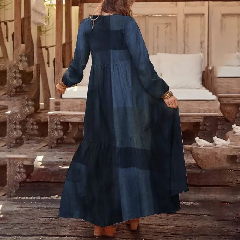 Kalenmos O-neck Concealed Long Dresses Women Puff Sleeve Retro Folk Style Loose 5XL Plus Size Ankle Ankle Woman Dress
Kalenmos O-neck Concealed Long Dresses Women Puff Sleeve Retro Folk Style Loose 5XL Plus Size Ankle Ankle Woman Dress
