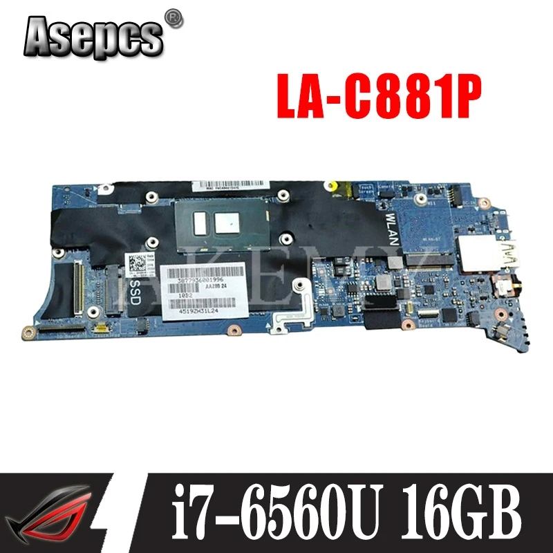 For DELL XPS 13 9350 Laptop motherboard H67KH i7 6560U CPU 16GB RAM LA C881P 0H67KH CN 0H67KH|Материнские платы| |