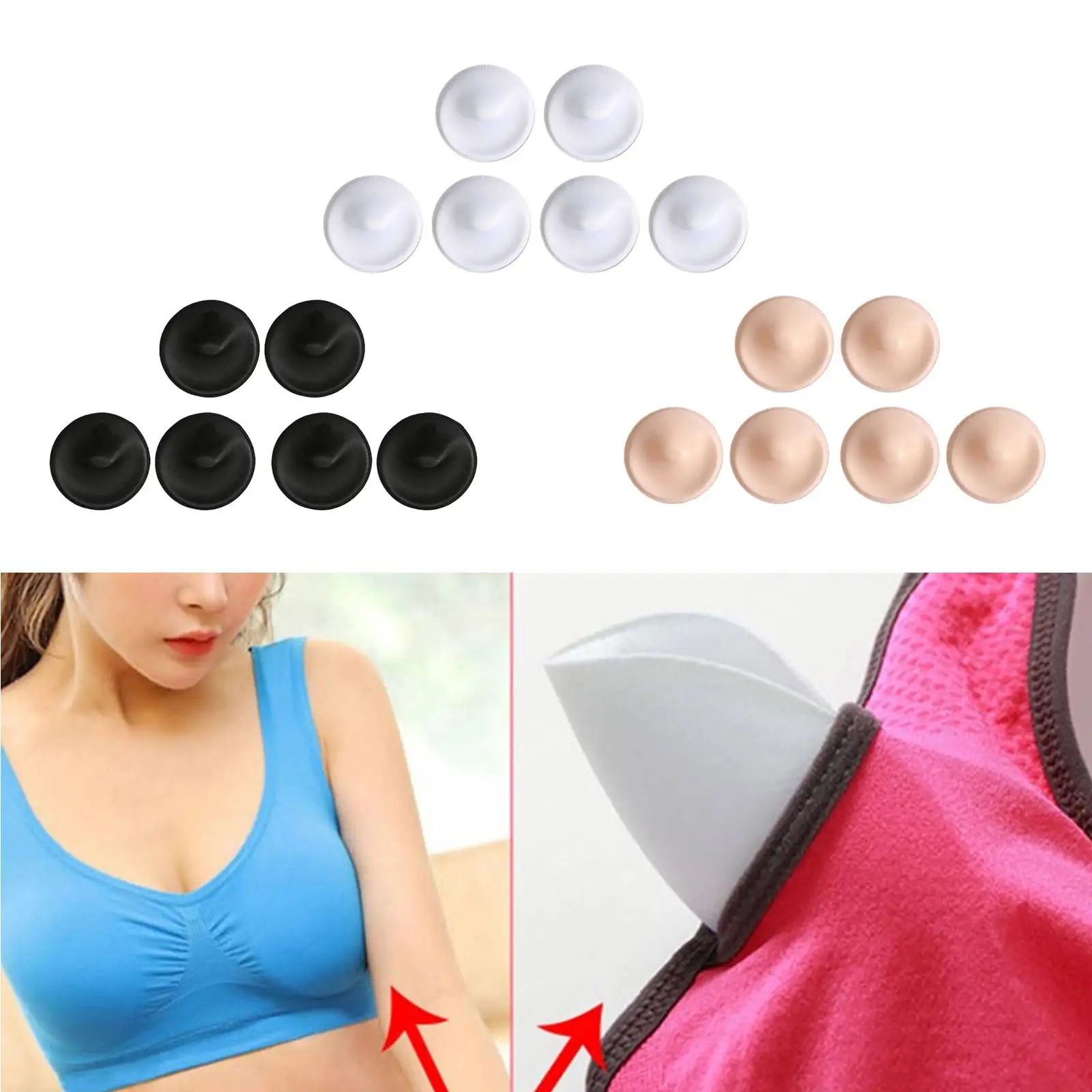 

3 Pairs Bra Pads Inserts Push up Comfy Removable Soft Round Bra Cups Breast Enhancers Inserts for Bikini Top Swimsuit Sports Bra