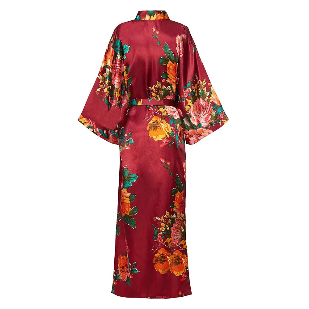 Ladies' Floral Wedding Robe V-neck Large Size 3XL 4XL Half Sleeve Long Kimono Gown With Waistband Sexy Casual Novelty Bathrobe 
Ladies' Floral Wedding Robe V-neck Large Size 3XL 4XL Half Sleeve Long Kimono Gown With Waistband Sexy Casual Novelty Bathrobe