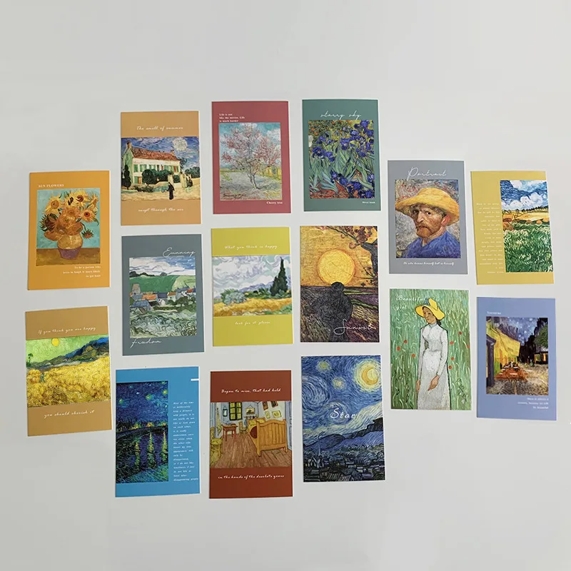 15pcs Famous Paintings Decorative Cards Wall Cards Bedroom Postcard Home Decor Paper Photo
15pcs Famous Paintings Decorative Cards Wall Cards Bedroom Postcard Home Decor Paper Photo