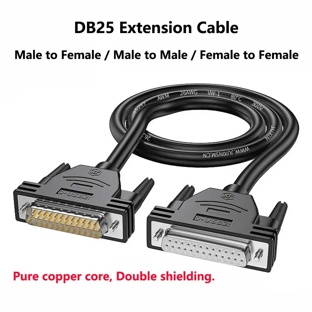 

Pure Copper DB25 Extension Cord Male To Male To Female 25-pin Cable Parallel Port Cable Serial Computer Monitor Data Cable