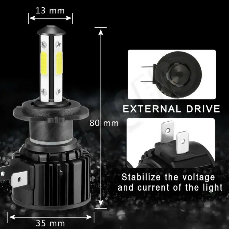 6500K LED Headlight Kits 8000LM Combo 4-Side High Low Beam Bulb 6000K White Car DIY Modification Parts 9005 9006 H7 H8 H9 H11
6500K LED Headlight Kits 8000LM Combo 4-Side High Low Beam Bulb 6000K White Car DIY Modification Parts 9005 9006 H7 H8 H9 H11