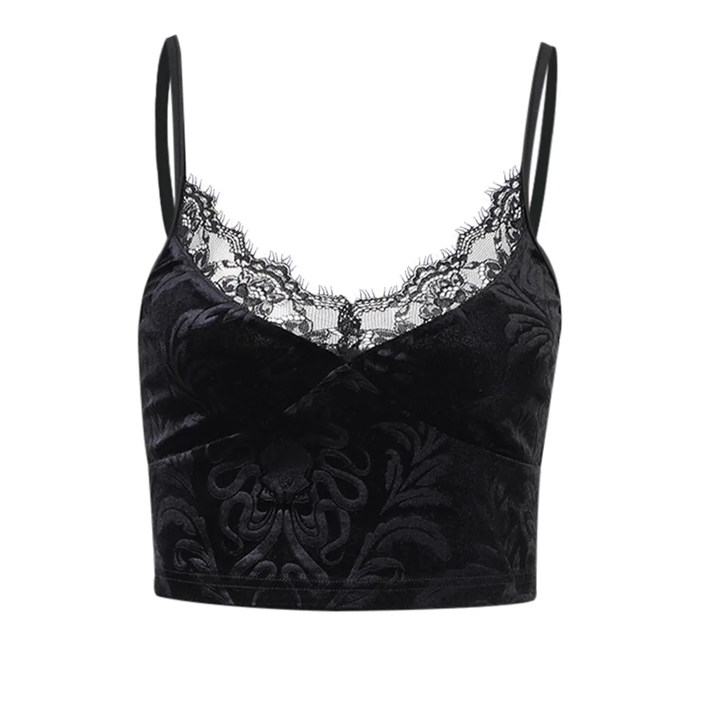 Summer Women Sexy Gothic Black Lace Trim Camis Casual Floral Embroidery V-Neck Sleeveless Crop Tops Nightclub Streetwear 2021
Summer Women Sexy Gothic Black Lace Trim Camis Casual Floral Embroidery V-Neck Sleeveless Crop Tops Nightclub Streetwear 2021