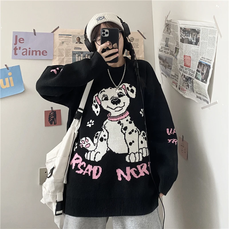 Пуловер в стиле Харадзюку Kawaii, свитер, Женский оригинальный жаккардовый свитер с мультяшными собаками и буквами, свободный плотный вязаный ...
Пуловер в стиле Харадзюку Kawaii, свитер, Женский оригинальный жаккардовый свитер с мультяшными собаками и буквами, свободный плотный вязаный ...