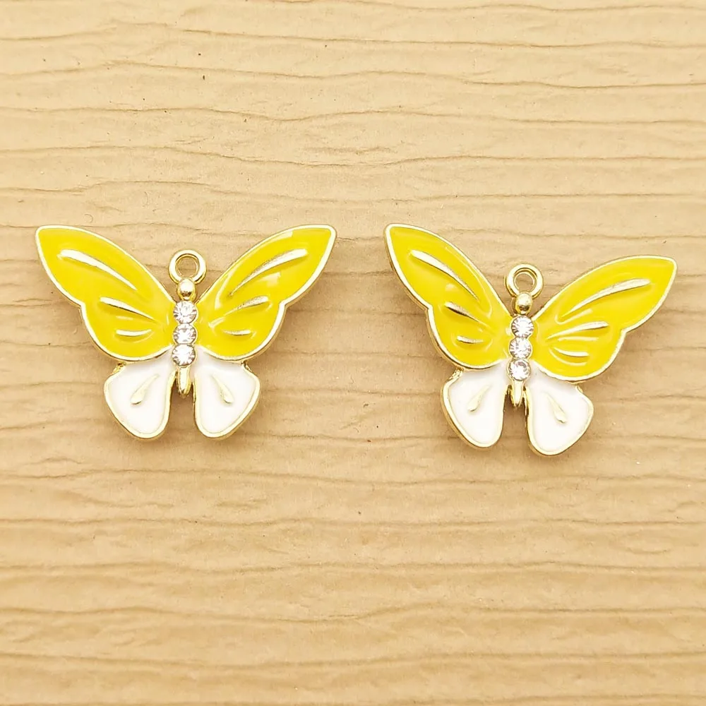 10pcs 19x25mm enamel butterfly charms for jewelry making crafting cute earring pendant necklace charm bracelet | Украшения и