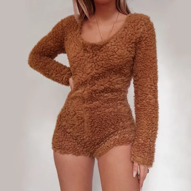 Sexy Women Bodysuit Romper Plush Fluffy Long Sleeve Jumpsuits Shorts Autumn Winter Playsuit Overalls Casual Tracksuit Streetwear
Sexy Women Bodysuit Romper Plush Fluffy Long Sleeve Jumpsuits Shorts Autumn Winter Playsuit Overalls Casual Tracksuit Streetwear