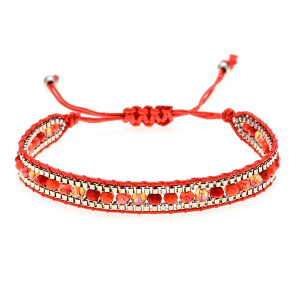 Mixed Color Crystal Beads Multi-layer Rope Wide Chain Retro Women's Bracelet Ethnic Style Retractable Braided Cuff Female Bangle
Mixed Color Crystal Beads Multi-layer Rope Wide Chain Retro Women's Bracelet Ethnic Style Retractable Braided Cuff Female Bangle