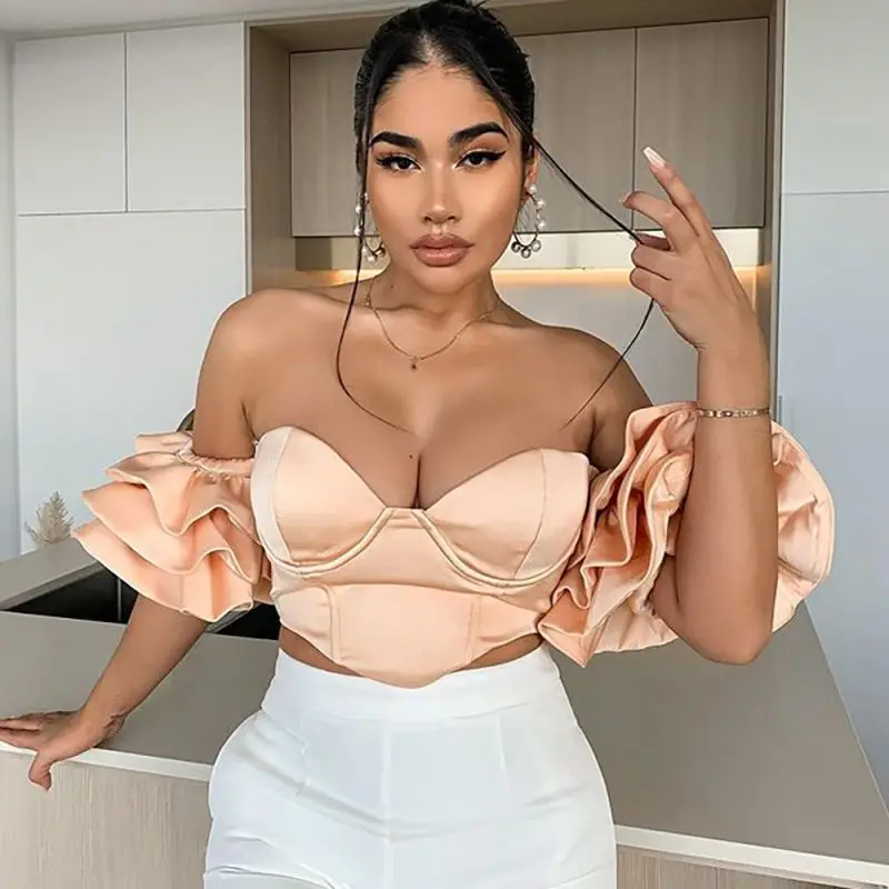 Ownest Satin Bustier Corset Top and Women Shirts Blouses Wrap Breasted Ruffles Off Shoulder V-Neck Sexy Navel Bustier Femme Top
Ownest Satin Bustier Corset Top and Women Shirts Blouses Wrap Breasted Ruffles Off Shoulder V-Neck Sexy Navel Bustier Femme Top