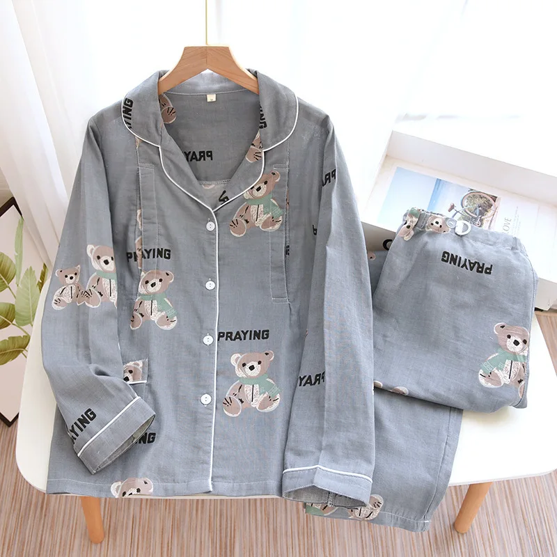 Cute Gauze Cotton Bear Spring and Summer Women's Pajamas Confinement Clothing Pregnant Women Breastfeeding Nursing Home Suit
Cute Gauze Cotton Bear Spring and Summer Women's Pajamas Confinement Clothing Pregnant Women Breastfeeding Nursing Home Suit
