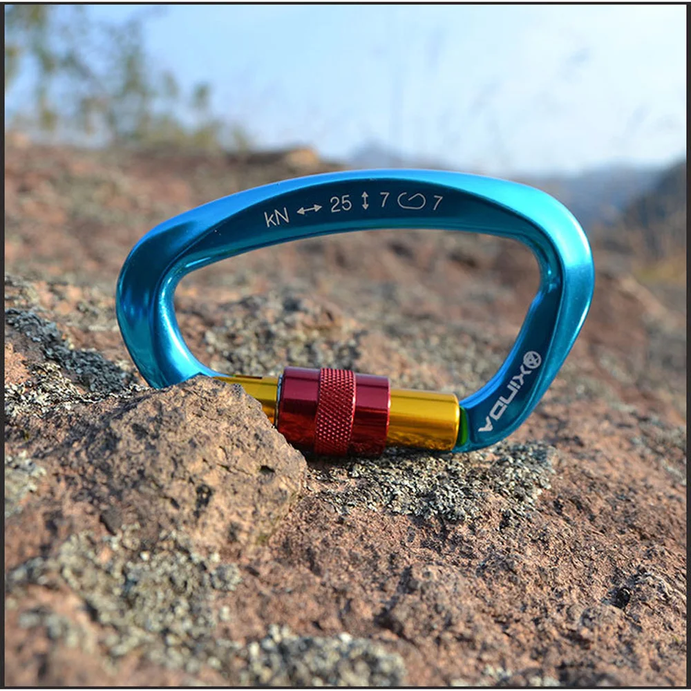 25KN Mountaineering Caving Rock Climbing Carabiner D Shaped Safety Master Screw Lock Buckle Escalade Equipement
25KN Mountaineering Caving Rock Climbing Carabiner D Shaped Safety Master Screw Lock Buckle Escalade Equipement