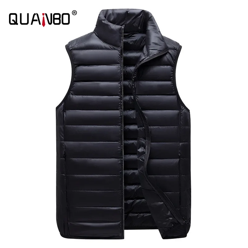 

QUANBO Men's Lightweight Water-Resistant Packable Puffer Vest 2021 New Men High Quality Sleeveless Jacket Brand Clothing