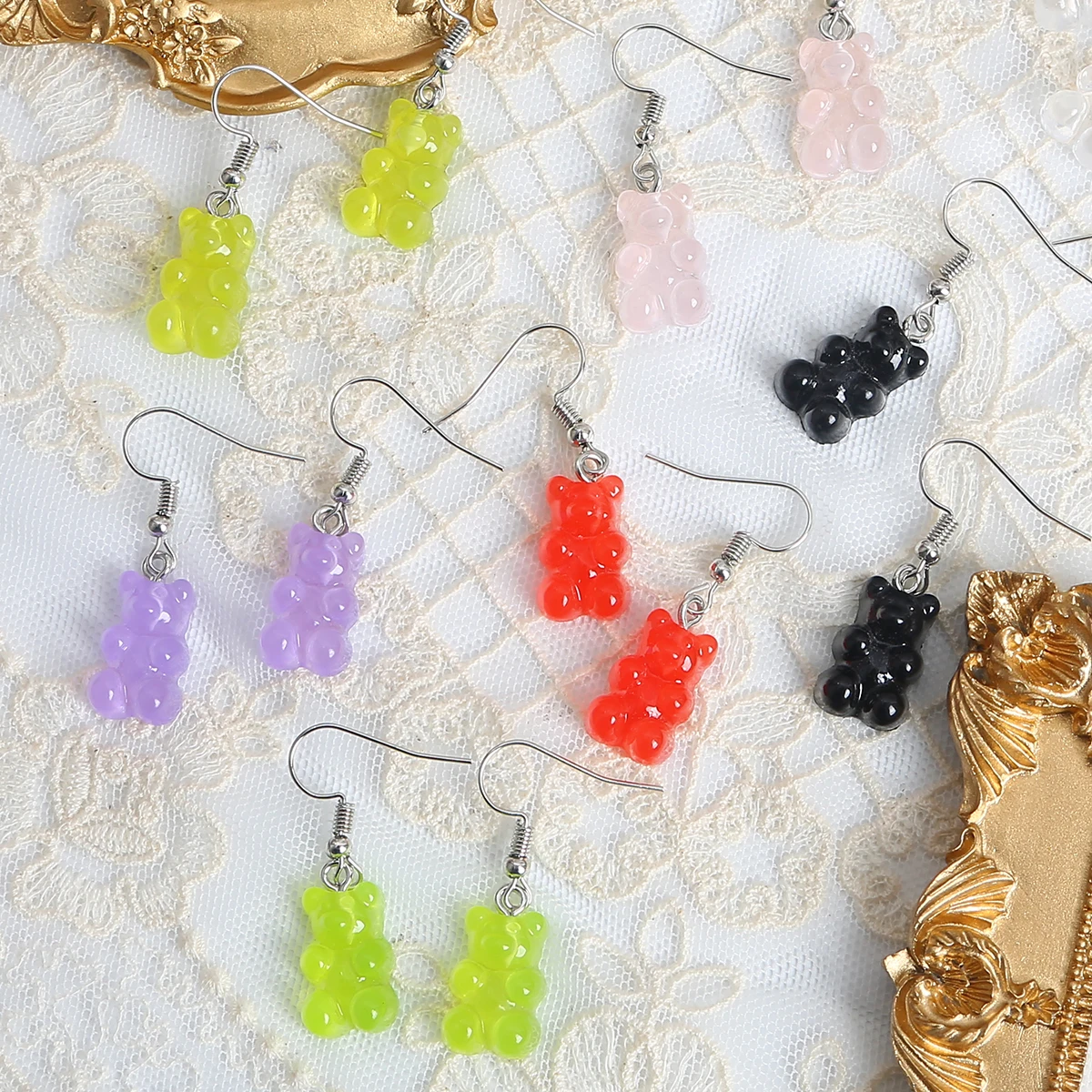 1Pair statement minimalist dangle earring jelly Polychromatic Bear drop earrings fashion minimalist stud earings for women
1Pair statement minimalist dangle earring jelly Polychromatic Bear drop earrings fashion minimalist stud earings for women