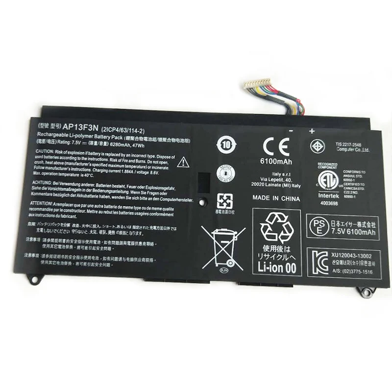 AP13F3N New For Acer Aspire S7-392 S7-392-9890 S7-391-6822 Ultrabook AP13F3N 2ICP4/63/114-2 7.5V 47Wh 6280mAh Laptop Battery
AP13F3N New For Acer Aspire S7-392 S7-392-9890 S7-391-6822 Ultrabook AP13F3N 2ICP4/63/114-2 7.5V 47Wh 6280mAh Laptop Battery