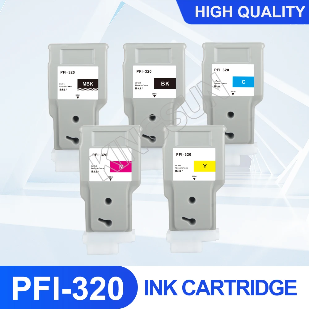 PFI-320 PFI320 Refillable Ink Cartridge Without Ink for Canon TM200 TM205 TM300 TM305 printer with Chip 5Colors/Set 300ML
PFI-320 PFI320 Refillable Ink Cartridge Without Ink for Canon TM200 TM205 TM300 TM305 printer with Chip 5Colors/Set 300ML