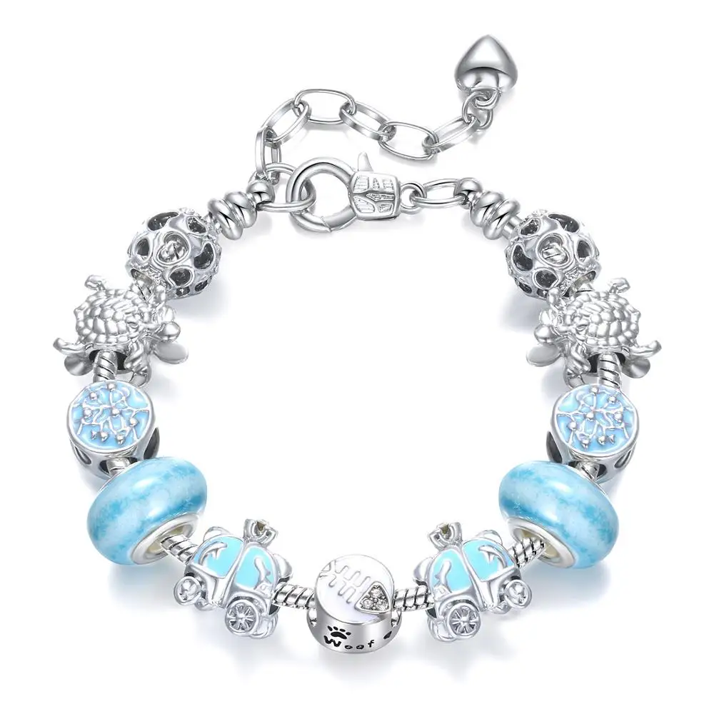 Lake blue beautiful pumpkin car DIY alloy silver-plated big hole bead bracelet Pandora style bracelet for lady girlfriend
Lake blue beautiful pumpkin car DIY alloy silver-plated big hole bead bracelet Pandora style bracelet for lady girlfriend