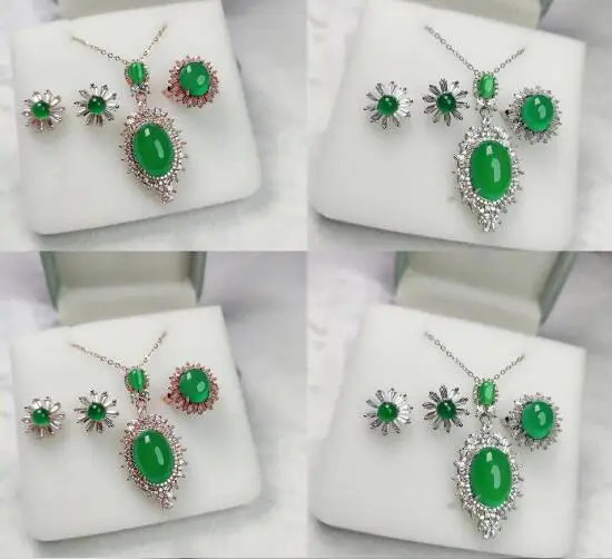 green chalcedony agate jade pendant earring ring set rhinestone Zircon crystal gem Jewellery
green chalcedony agate jade pendant earring ring set rhinestone Zircon crystal gem Jewellery