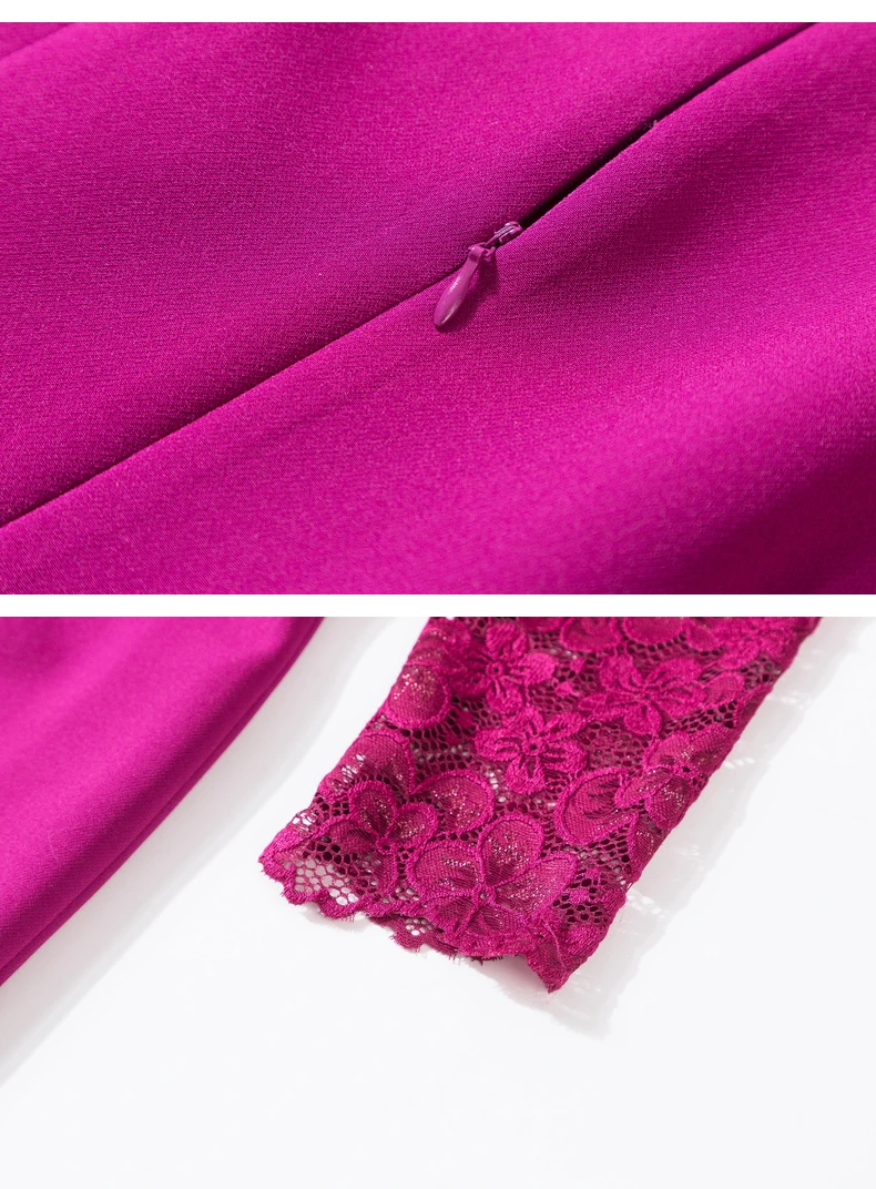 Spring Women Clothing Rose Red Lace Patchwork Dress Hollow Out Sleeves Elegant Ladies Wear
Spring Women Clothing Rose Red Lace Patchwork Dress Hollow Out Sleeves Elegant Ladies Wear