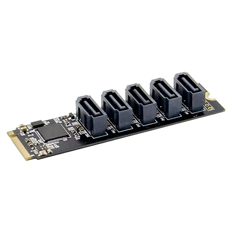 

M2 to SATA3 Expansion Card M.2 NVME to 5-Port SATA3.0 Solid-State Drive Adapter Card for Desktop Computers SSD and HDD