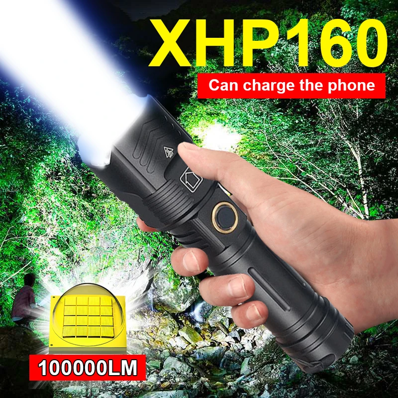 

18650 лм XHP160 светодиодный фонарик высокой мощности фонарик USB Перезаряжаемый тактический фонарь мощный яркий ручной светильник фонасветильн...
