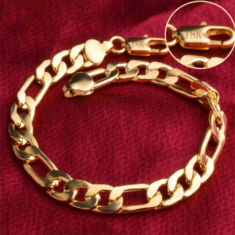 18K Gold 8MM Sideways Bracelet For Women Men Party Gifts Wedding Fashion Jewelry Charm Bracelet Wholesale
18K Gold 8MM Sideways Bracelet For Women Men Party Gifts Wedding Fashion Jewelry Charm Bracelet Wholesale