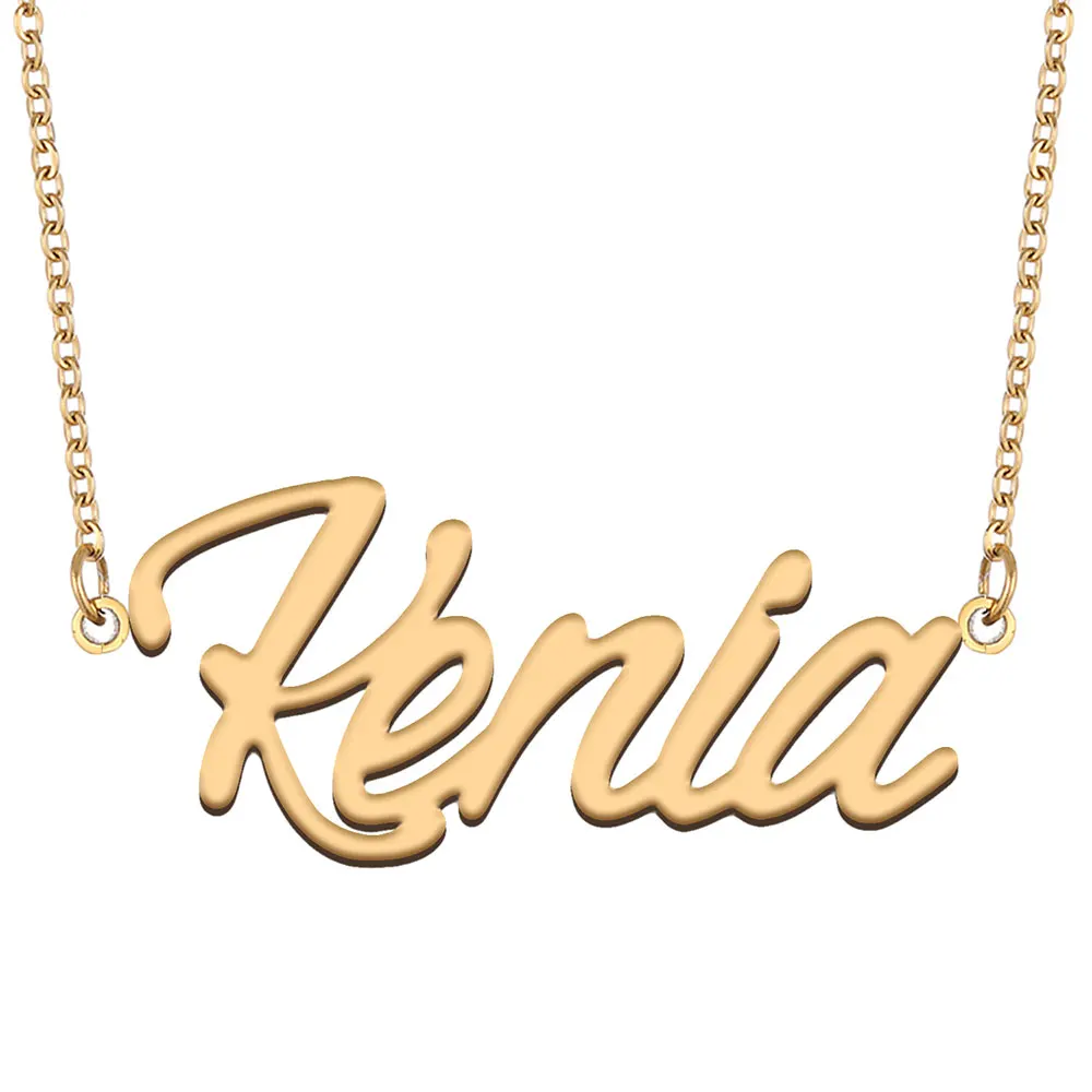 Kenia Nameplate Necklace for Women Stainless Steel Jewelry Gold Plated Name Chain Pendant Femme Mothers Girlfriend Gift
Kenia Nameplate Necklace for Women Stainless Steel Jewelry Gold Plated Name Chain Pendant Femme Mothers Girlfriend Gift