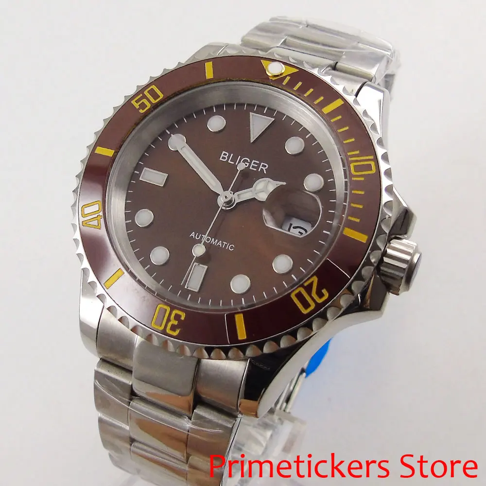 40mm Bliger brown dial luminous marks sapphire crystal automatic mens watch
40mm Bliger brown dial luminous marks sapphire crystal automatic mens watch
