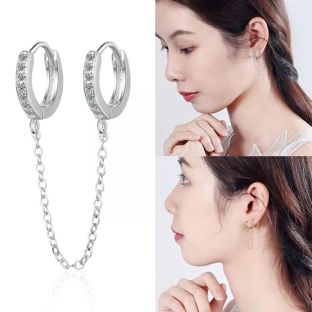 Fashion Crystal 2 Hole Double Piercing Tassel Chain Hoop Women Gift Earring Small Jewelry Earring Multicolor Hoop L3S7
Fashion Crystal 2 Hole Double Piercing Tassel Chain Hoop Women Gift Earring Small Jewelry Earring Multicolor Hoop L3S7