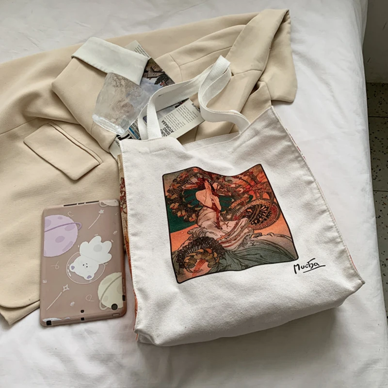 Women Canvas Shopping Bag Tote Bag Oil Painting Print Female Cotton Cloth Shoulder Bag Eco Handbag High Capacity Shopper Bags
Women Canvas Shopping Bag Tote Bag Oil Painting Print Female Cotton Cloth Shoulder Bag Eco Handbag High Capacity Shopper Bags