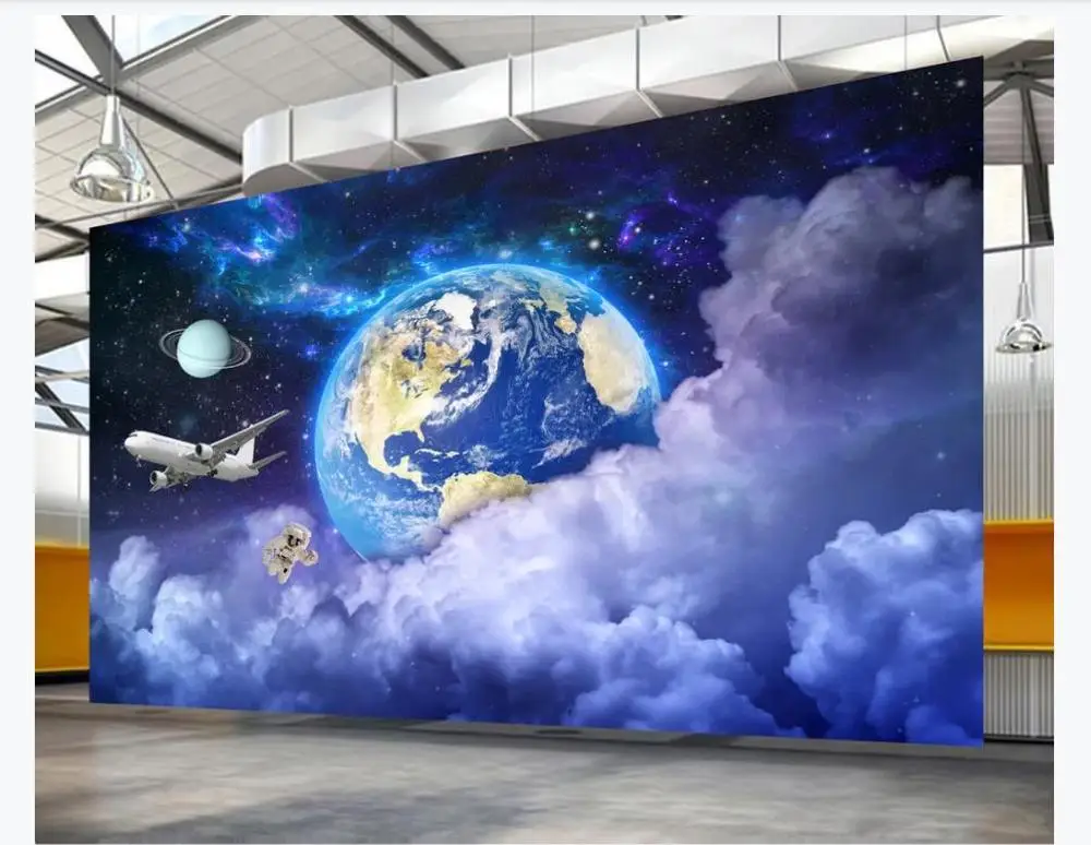 

Large Customized Photo Wallpaper Star Earth Universe Galaxy Astronaut 3D Wall Murals Living Room TV Sofa Backdrop Wall paper