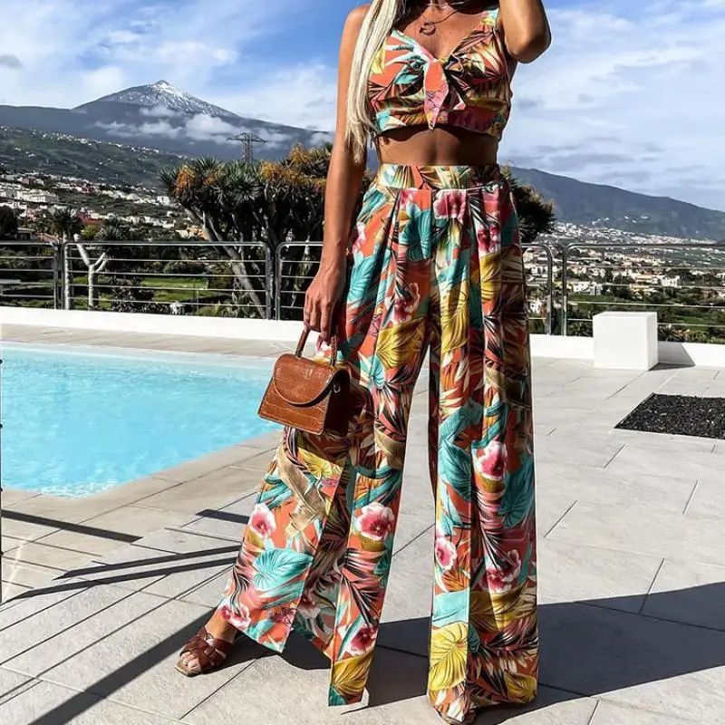 Women Pants Set Print Boho Pant Suits Women 2 Piece Sets Spaghetti Strap Crop Tops Split Wide Leg Pant Beach Vacation Outfits
Women Pants Set Print Boho Pant Suits Women 2 Piece Sets Spaghetti Strap Crop Tops Split Wide Leg Pant Beach Vacation Outfits