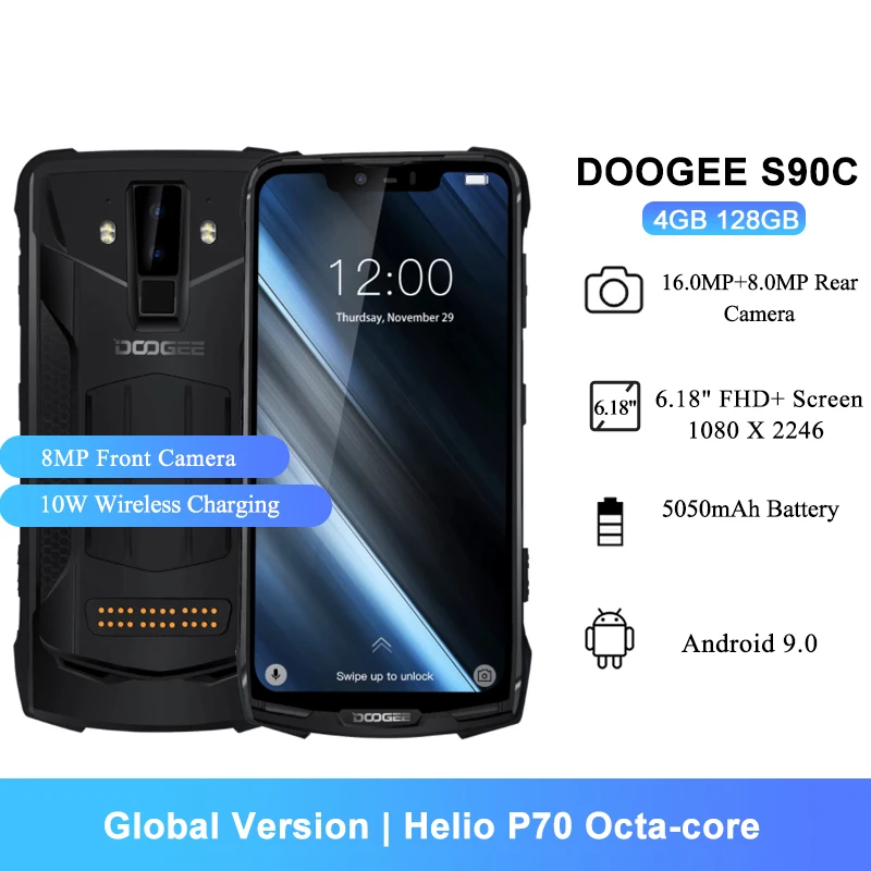 DOOGEE S90C Global Version Android Smartphones 6.18" Helio P70 Octa Core 16MP 5050mAh IP68/IP69K NFC Cellphones 4GB 128GB
DOOGEE S90C Global Version Android Smartphones 6.18" Helio P70 Octa Core 16MP 5050mAh IP68/IP69K NFC Cellphones 4GB 128GB