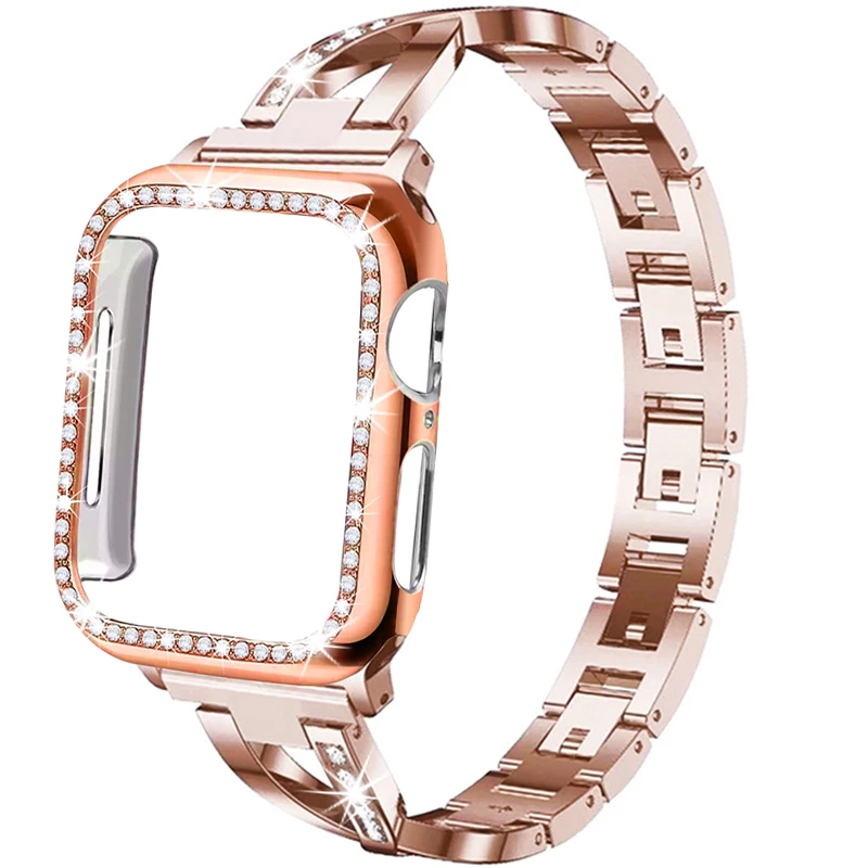 Strap + Case Suitable for apple watch 5/4/3/2/1 stainless steel crystal diamond bracelet 38mm 40mm 42mm 44mm iwatch metal band
Strap + Case Suitable for apple watch 5/4/3/2/1 stainless steel crystal diamond bracelet 38mm 40mm 42mm 44mm iwatch metal band