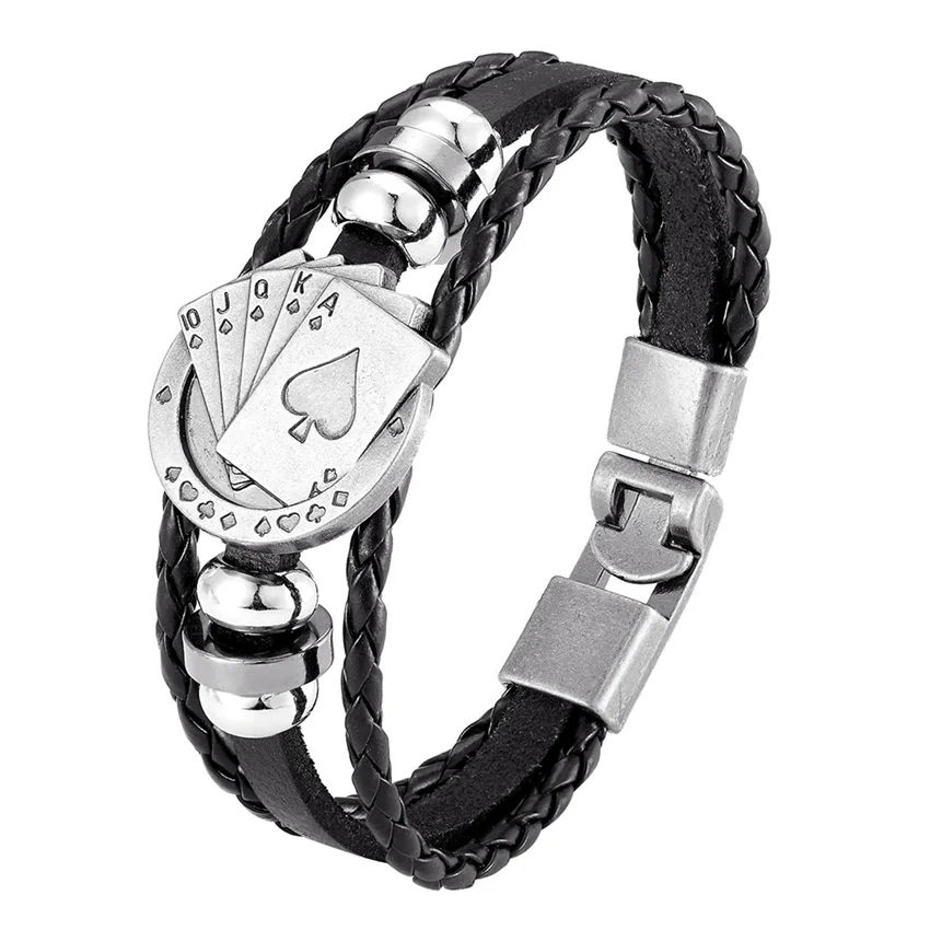 2020 Fashion Brand Leather Bracelet Multilayer Poker Bracelet Men's Retro Punk Rock Ladies Alloy Bead Nautical Jewelry Pulseira
2020 Fashion Brand Leather Bracelet Multilayer Poker Bracelet Men's Retro Punk Rock Ladies Alloy Bead Nautical Jewelry Pulseira