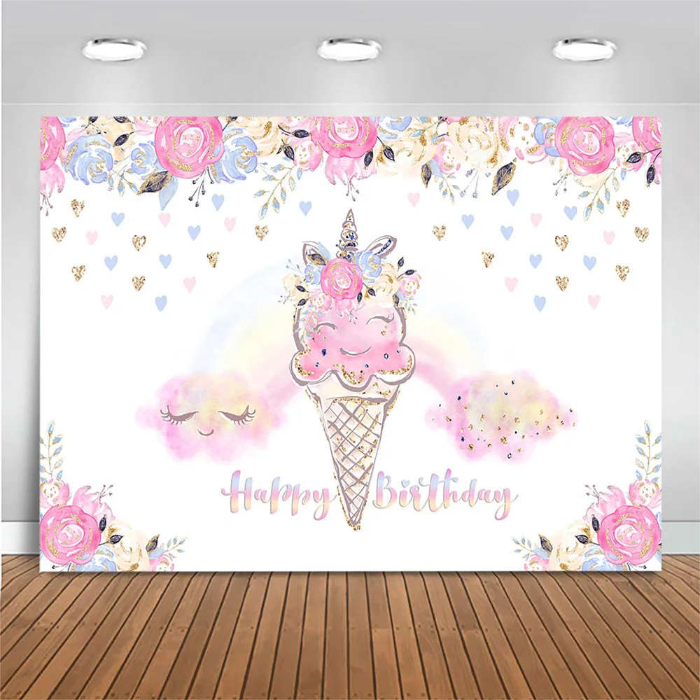 Unicorn Ice Cream Happy Birthday Backdrop Photography Flower Rainbow Love Birthday Party Decoration Photo Background Photocall
Unicorn Ice Cream Happy Birthday Backdrop Photography Flower Rainbow Love Birthday Party Decoration Photo Background Photocall