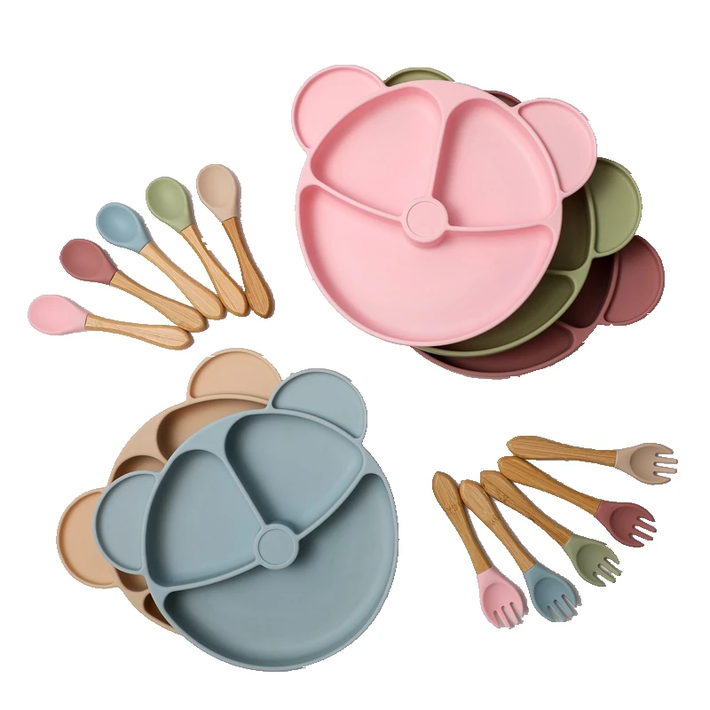 Baby Feeding Set BPA Free Baby Silicone Tableware Waterproof Solid Color Dinner Plate Sucker Bowl And Spoon Fork For Children
Baby Feeding Set BPA Free Baby Silicone Tableware Waterproof Solid Color Dinner Plate Sucker Bowl And Spoon Fork For Children