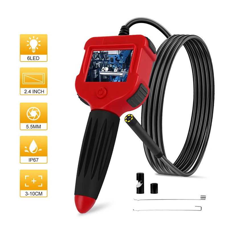 Digital Borescope 2.4 inch Color LCD Endoscope Camera 5.5MM /8MM IP67 Waterproof Semi-Rigid Snake Camera With 6 LED for Car
Digital Borescope 2.4 inch Color LCD Endoscope Camera 5.5MM /8MM IP67 Waterproof Semi-Rigid Snake Camera With 6 LED for Car