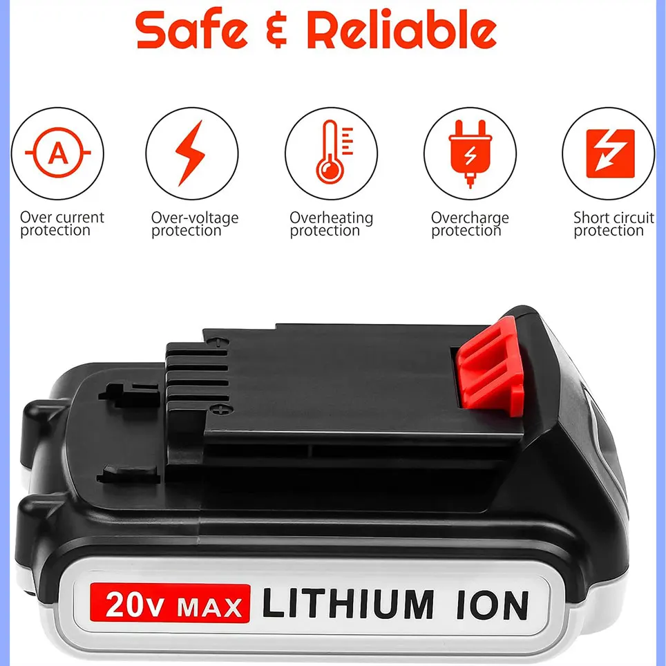 2021 20 в а/ч lbxr20 Замена для литиевой батареи black and Decker, максимальный lb2x4020 Стандартный беспроводной инструмент
2021 20 в а/ч lbxr20 Замена для литиевой батареи black and Decker, максимальный lb2x4020 Стандартный беспроводной инструмент